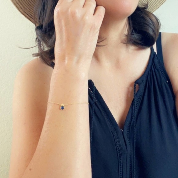 14k Gold Sodalite Dainty Bracelet - Picture 8 of 13